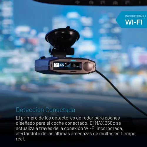 Vista 2 de Detector de radar láser Escort MAX 360c - Habilitado para WiFi y Bluetooth, protección de 360°, alcance extremo, alertas de voz, compatible