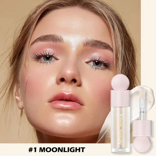 Vista 3 de Erinde Iluminador líquido, Barra bronceadora facial, Acabado natural brillante, Crema iluminadora sedosa y ligera de mezcla fácil, Sin crueldad, 01#