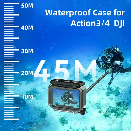 Vista 4 de Funda impermeable para DJI Osmo Action Camera 5 pro/4/3, con carcasa submarina antivaho carcasa carcasa soporta 147.6 ft/148 pies carcasa de buceo