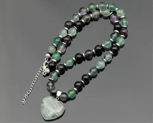 Vista 77 de Colgante de corazón de aventurina natural, Collar de cuentas de aventurina genuina, Collar de piedra verde, Collar de piedras preciosas, Cuentas