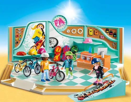 Vista 3 de Playmobil Tienda de bicicletas y patinaje, Multicolor