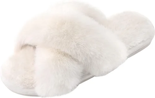 Vista 18 de Parlovable - Pantuflas mullidas para mujer con banda cruzada cómodas, zapatillas de casa de espuma viscoelástica con punta abierta, regalos