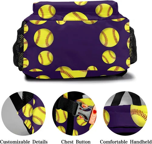 Vista 5 de Mochila personalizada de sóftbol personalizada Bolsa multifuncional impermeable con nombre de regalo, Diseño 1, Mochilas Daypack