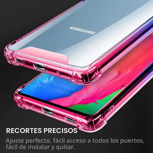 Vista 6 de Funda para Samsung Galaxy S20 - Funda protectora delgada transparente con parachoques de TPU reforzado, a prueba de golpes, color azul y rosa azul