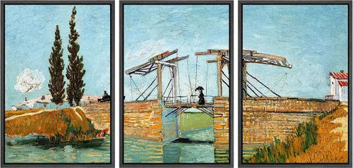 Vista 30 de wall26 Lienzo enmarcado para pared, juego de arte con flores de almendra de Vincent Van Gogh, naturaleza, ilustraciones de área silvestre, bellas