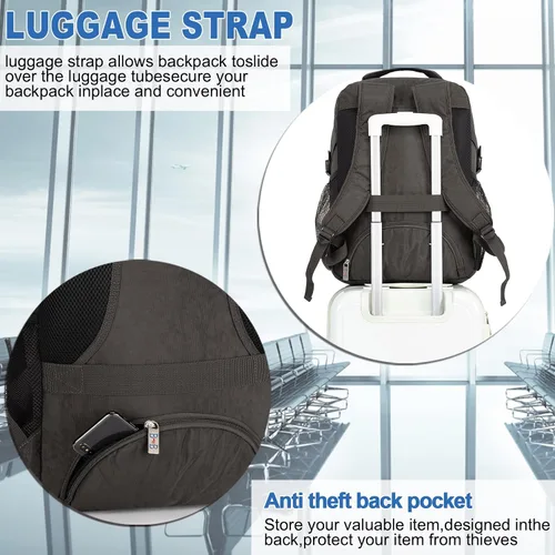 Vista 5 de Boardingblue Nueva mochila para portátil de 18" para American Spirit, Frontier Airlines, Beige, Mochila negra para debajo del asiento