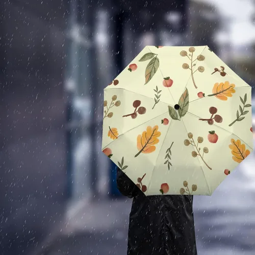 Vista 3 de DHDM Automatic Umbrella for Rain and Sun Male Women Beach Parasol Print Folding Umbrella