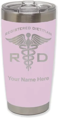 Vista 26 de LaserGram Vaso aislado al vacío de 20 onzas, dietista registrado RD, grabado personalizado incluido (negro)