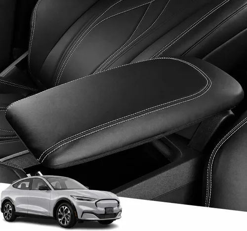 Vista 15 de Great-luck Funda de cuero para consola central, almohadilla para reposabrazos, accesorios de cubierta de caja (costuras rojas) para BMW X1 2023 2024