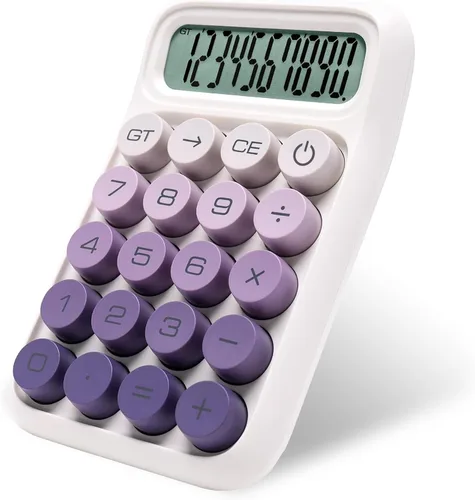 Vista 10 de Y YOMA Paquete de 1 calculadora de interruptor mecánico con pantalla LCD grande de 10 dígitos, botón grande, mini calculadora de escritorio linda