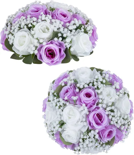 Vista 17 de BLOSMON Bolas de Flores Falsas Centros de Mesa de Boda 2 Piezas Rosa Carmesí Respiración de Bebé Flores Artificiales Piezas Centrales Decoración