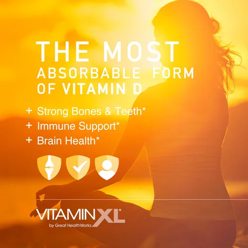 Vista 3 de OmegaXL VitaminXL D3 Vitamina D diaria de alta potencia 5000 UI 125mcg Suplemento de apoyo inmunológico - Promueve la función muscular saludable