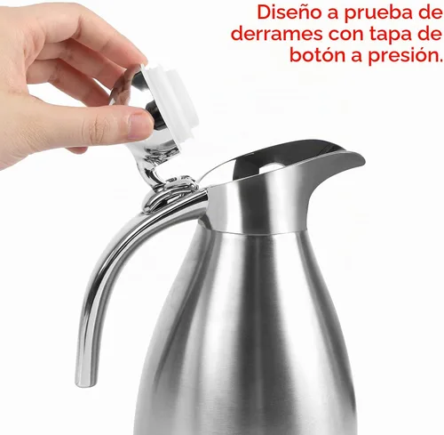 Vista 6 de Jarra térmica de acero inoxidable para café, bebidas, plata (1.0L)