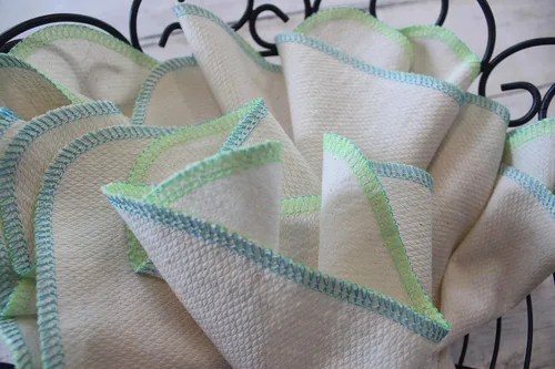Vista 2 de Turquoise and Lime two tone undyed natural Paperless towels - 1 dozen