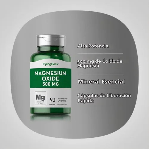 Vista 4 de Piping Rock Óxido de magnesio 500mg 90 Cápsulas