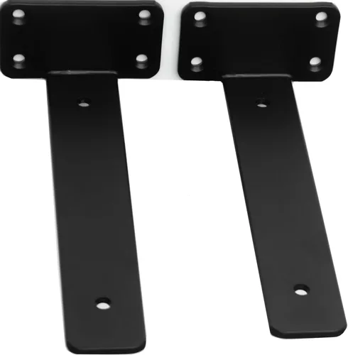 Vista 13 de Paquete de 2 - Soportes de estante en L ocultos negros de 4 pulgadas (1/5 pulgada de grosor) Soportes de estante flotante de hierro Soportes
