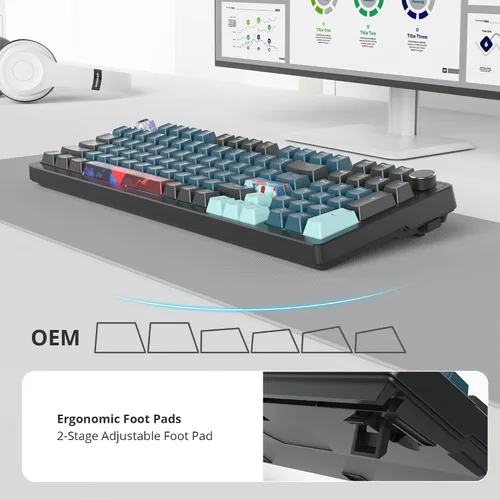 Vista 7 de Junta de teclado para juegos de 98 teclas, teclado personalizado con cable, teclado cremoso intercambiable en caliente con perilla retroiluminada
