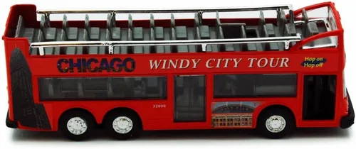 Vista 4 de Chicago Sightseeing - Autobús de dos pisos con parte superior abierta, color rojo 2168CG - Réplica de modelo fundido a presión a escala de 6