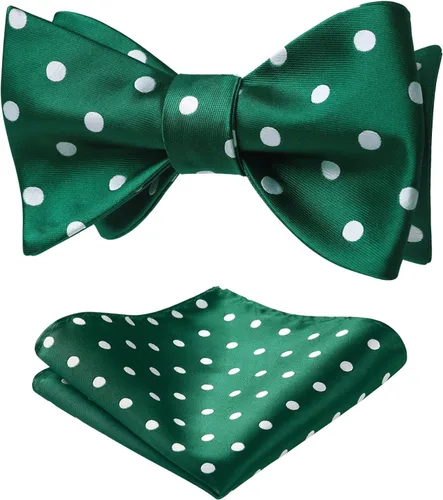 Vista 14 de HISDERN Pajaritas para hombre, diseño de lunares, corbatín y bolsillo cuadrado, clásico, esmoquin de negocios, boda, pajaritas, pañuelo