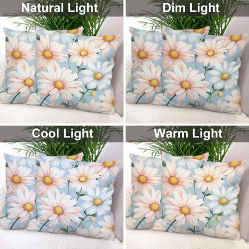 Vista 7 de Batmerry Flowers with Stems Throw Pillow Covers, Beautiful Floral Decorative Pillow Covers Digital Printing Blended for Couch Sofa Bed Invisible