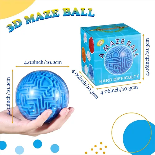 Vista 3 de Sratte Maze Ball 3D Maze Game Puzzle Toy Gifts Gravity Brain Teasers Ball para niños, adolescentes y adultos, desafío difícil (clásico)