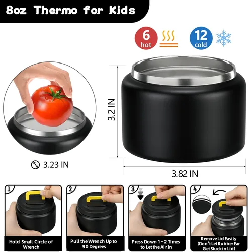 Vista 4 de MAISON HUIS Lonchera Bento con termo de sopa de 8 onzas, recipiente a prueba de fugas de 5 compartimentos, tarro térmico para comida caliente