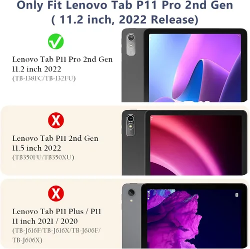 Vista 2 de Junfire Funda resistente a prueba de golpes para Lenovo Tab P11 Pro Gen2 de 11.2 pulgadas (TB-132FU/TB-138FC) 2022, funda resistente de servicio