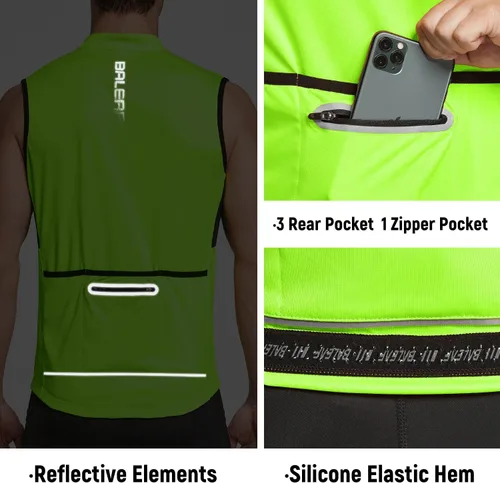 Vista 5 de BALEAF Camiseta de ciclismo sin mangas para hombre, camiseta de ciclismo de carretera, camisetas sin mangas, bolsillos con cremallera completa, SPF