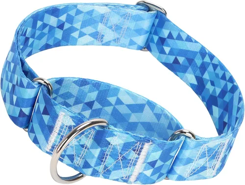 Vista 13 de Collar Martingale para Perro de 1.5 Pulgadas de Ancho - Diseño de Calavera Extra Resistente para Perros Grandes, Collar de Entrenamiento Ajustable