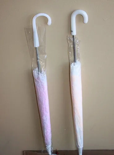 Vista 2 de Grande Encaje Peach paraguas sombrilla, o el bebé ducha nupcial22inches
