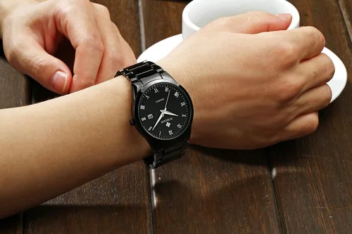 Vista 3 de WWOOR Men's Quartz Stainless Steel and Metal Black and Gold Watches for Men Waterproof Casual Wrist Watch with Date