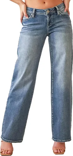 Vista 10 de YMI Pantalones de Elastano para Mujer YMI Jeans de Cintura Baja y Pierna Ancha Wannabettabutt
