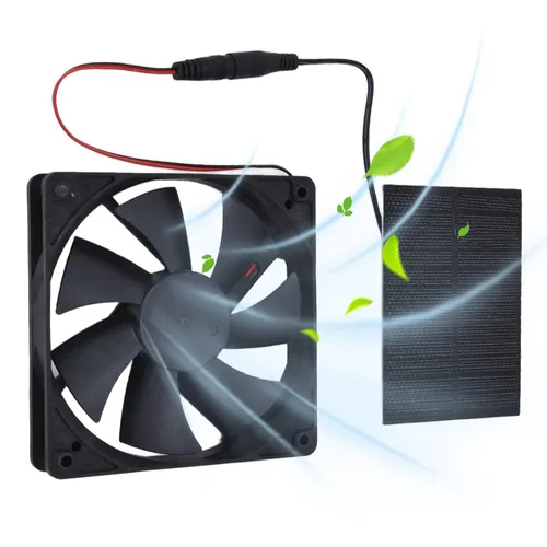 Vista 9 de Kit de ventilador de panel solar de 100 W, ventilador de escape doble de 12 V, kit de ventilador solar para casa de perro, invernadero, RV