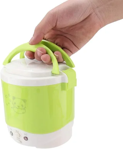 Vista 8 de Mini olla de arroz eléctrica de 1 litro, olla arrocera de 12 V y 100 W, vaporizador de alimentos para automóviles, para arroz, gachas de avena