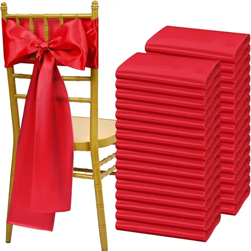 Vista 16 de Showgeous 60 cintas de satén color burdeos para decoración de sillas de recepción de boda, lazos para sillas de 7 x 78 pulgadas para banquetes