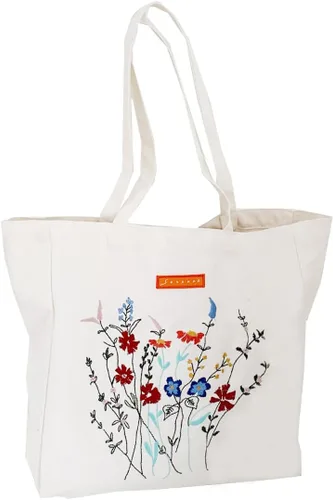 Vista 17 de Floral Canvas Tote Bag Double-Sided Printed Cloth Cotton Tote Floral Shoulder Bags for Beach Travel Shopping Grocery