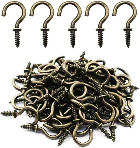 Vista 7 de Ganchos de techo pequeños de bronce – Luces atornilladas de 5/8 pulgadas y ganchos de joyería (paquete de 40)