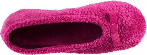 Vista 2 de Isotoner - Pantuflas de microfibra con patrón de chevrón para mujer con suela de ante y absorción de humedad para mayor comodidad