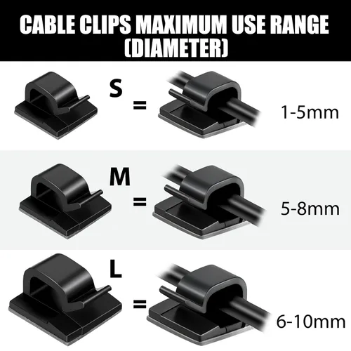 Vista 4 de Maitys 60 Piezas Clips de Cable para Exterior Ganchos Adhesivos de Navidad Organizador de Cables Clips de Luz para Alambre Ocultador de Cables