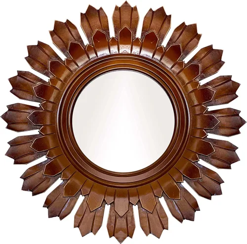 Vista 10 de Espejo de pared de madera, espejo de marco de madera rústica para baño, granja, dormitorio, entrada y sala de estar, espejo de pared decorativo