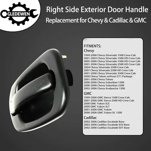 Vista 2 de Manija de puerta exterior sin llave, compatible con Chevy Silverado Suburban Tahoe Avalanche 1999-2007, GMC Sierra Yukon, Cadillac Escalade, lado