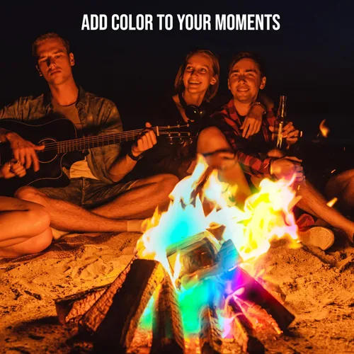 Vista 5 de Fire Dazzle Fire - Paquetes de cambio de color para hoguera – Paquete de 12 paquetes de color, cambiador de llama para hogueras y fogatas