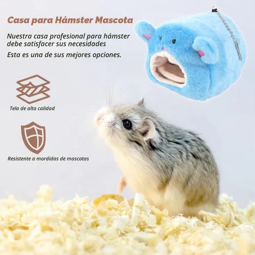 Vista 2 de VTurboWay Juego de 2 piezas de cama de algodón cálido para el invierno, diseño de oso lindo con tapete de cama para hámster, conejillo de indias