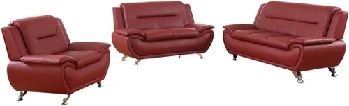 Vista 5 de Juego de sofá de cuero para sala de estar, juego de muebles de sala de estar de 3 piezas, juego de sofá moderno con sofá de 3 plazas, sofá biplaza
