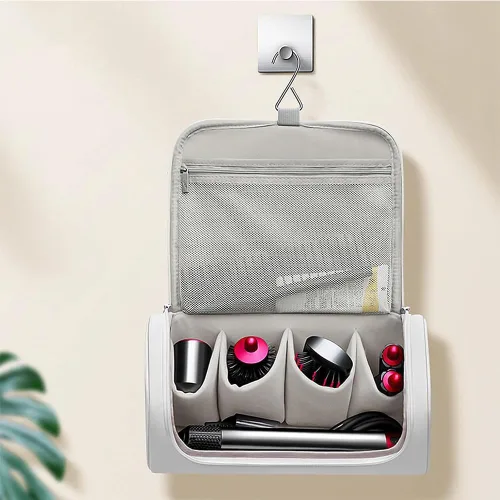 Vista 2 de Bolsa de viaje para herramientas para el cabello, funda de transporte Shark Flexstyle, organizador de herramientas para el cabello de apertura Gris
