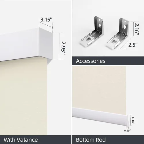Vista 5 de ZSTARR Persianas motorizadas de filtrado de luz con control remoto, persianas enrollables recargables con cenefa, tamaño personalizado (beige)