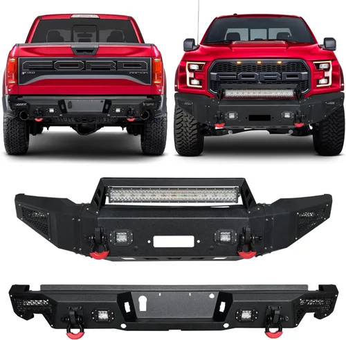 Vista 10 de Textura de parachoques delantero y trasero negro compatible con F150 2009 2010 2011 2012 2013 2014 (excluyendo Raptor y Ecoboost) con placa