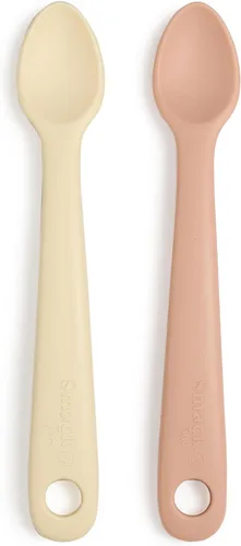 Vista 10 de Smack Fun - Cucharas de silicona para bebés Paquete de 2 (Cambridge Blue/Shifting Sand)