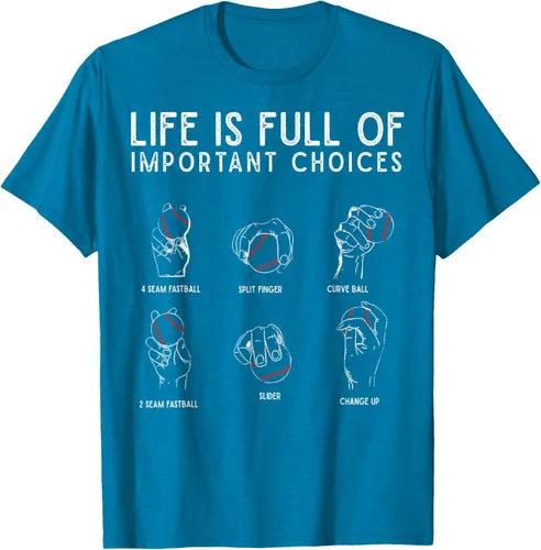 Vista 11 de Tipos de béisbol Pitches Life Choices Jugador Camiseta
