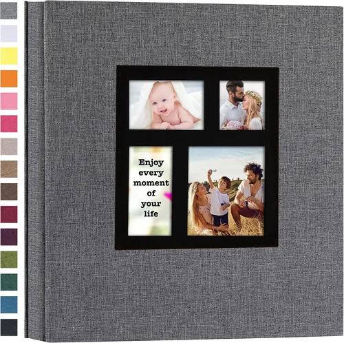 Vista 12 de Potricher - Álbum de fotos de 4x6 pulgadas, 600 fotos, con tapa de lino, gran capacidad, álbumes de fotos para recuerdos familiares, bodas, Beige